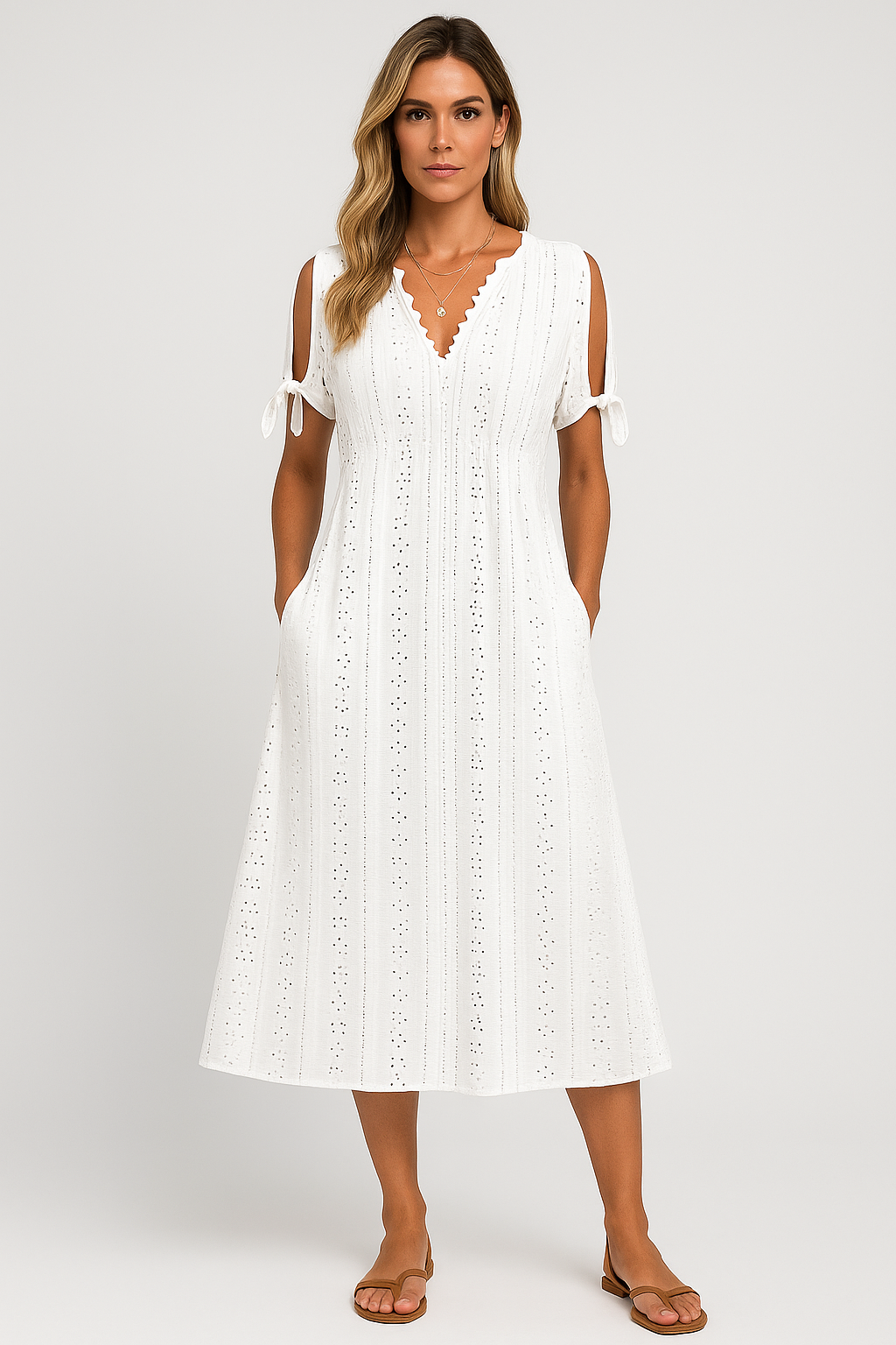 Zoe Lace Midi Dress – Casual Elegance