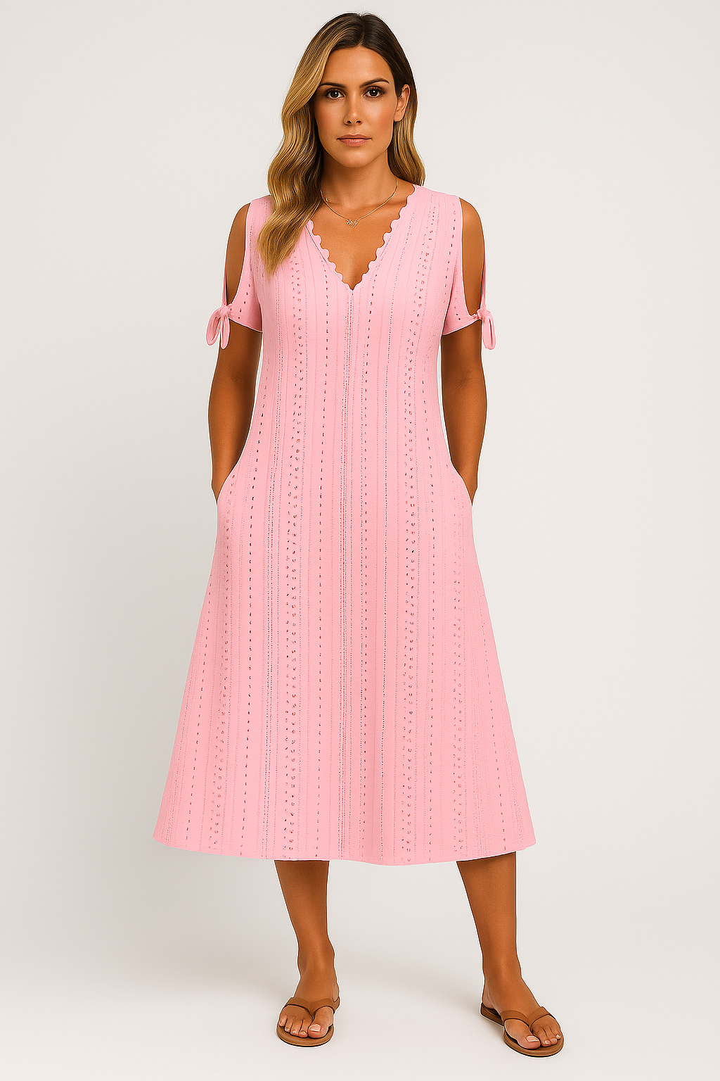 Zoe Lace Midi Dress – Casual Elegance