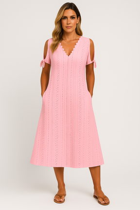 Zoe Lace Midi Dress – Casual Elegance