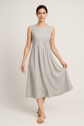 Robe Midi Eloá – Élégance Décontractée avec Plis et Poches