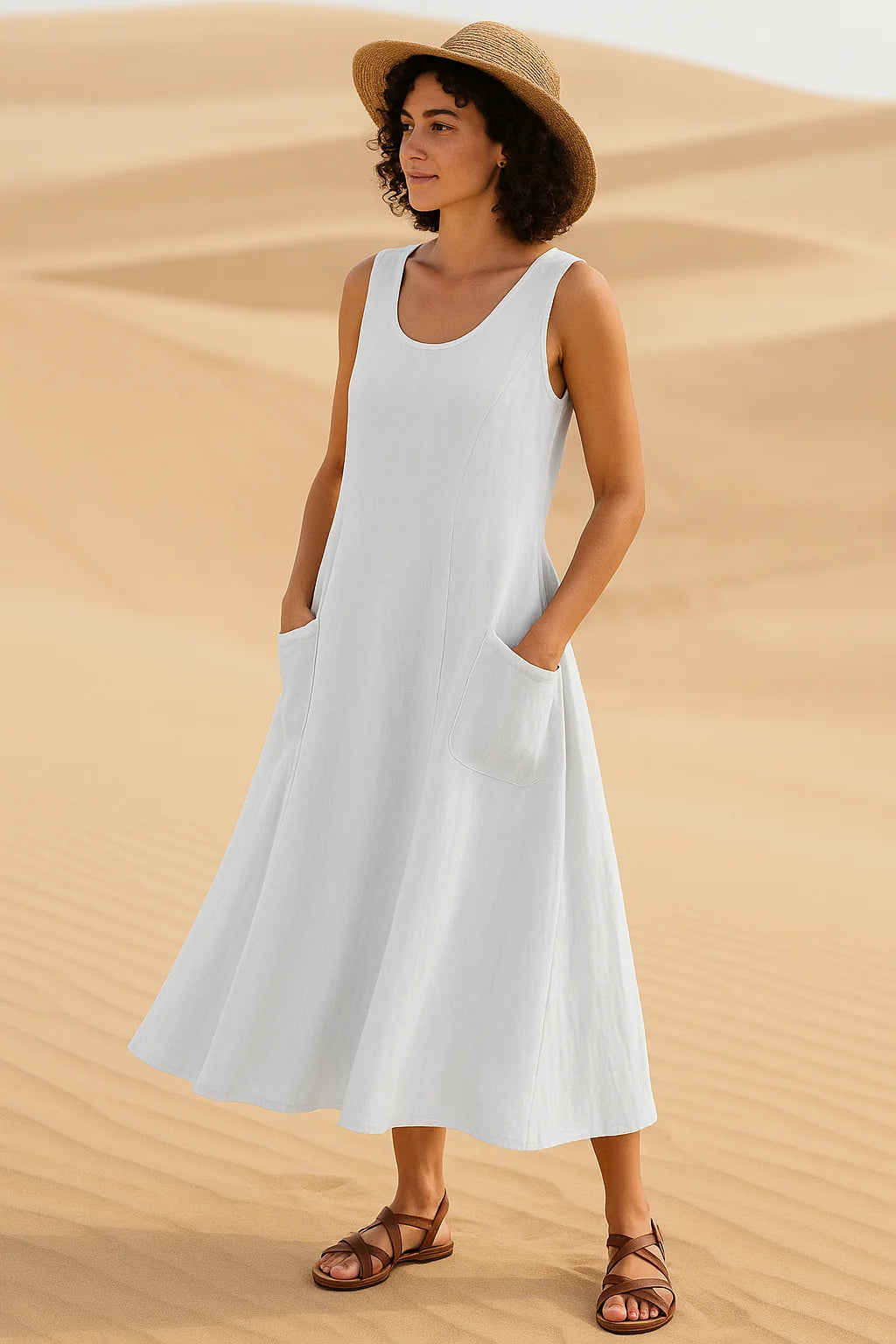 Isadora Midi Dress – Casual Elegance with Practical Pockets