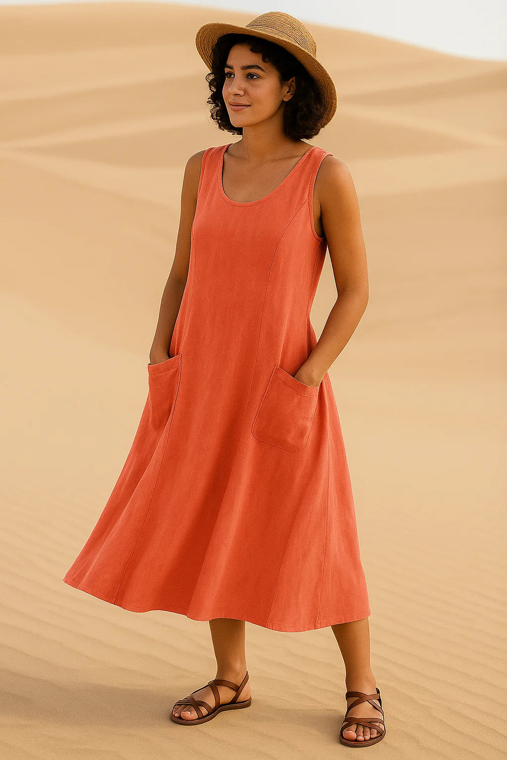 Isadora Midi Dress – Casual Elegance with Practical Pockets