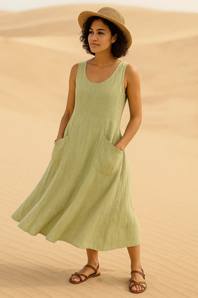 Isadora Midi Dress – Casual Elegance with Practical Pockets