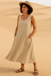 Isadora Midi Dress – Casual Elegance with Practical Pockets