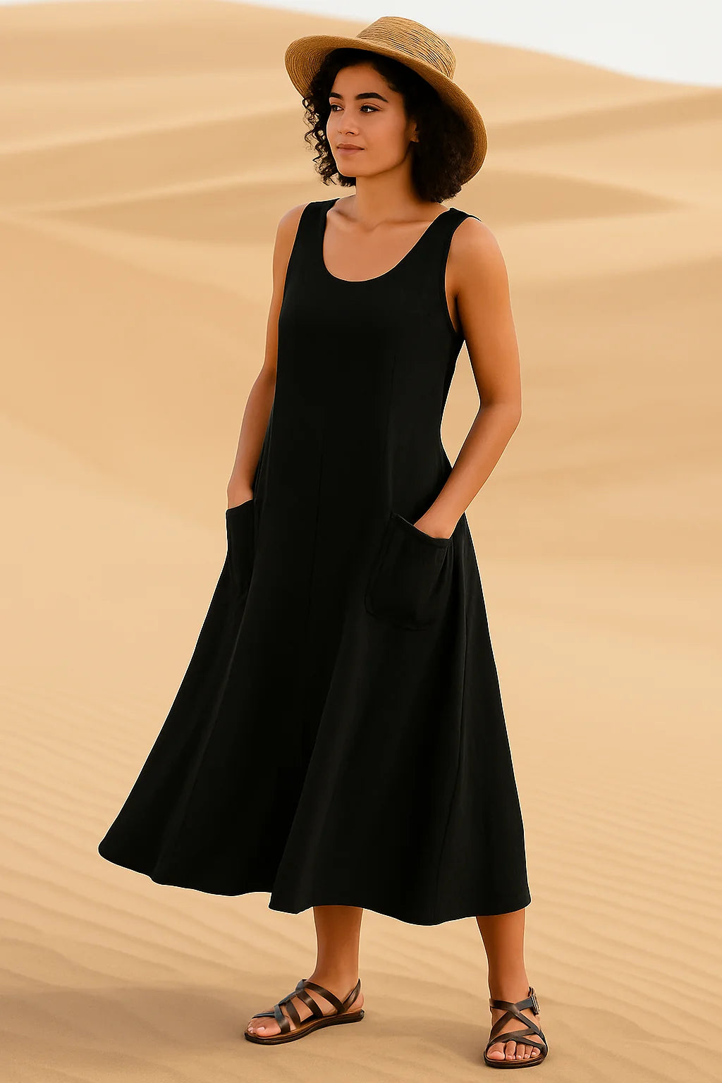 Isadora Midi Dress – Casual Elegance with Practical Pockets
