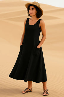 Isadora Midi Dress – Casual Elegance with Practical Pockets