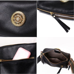 Marie Genuine Leather Bag – Striped Shoulder Strap