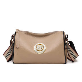 Marie Genuine Leather Bag – Striped Shoulder Strap
