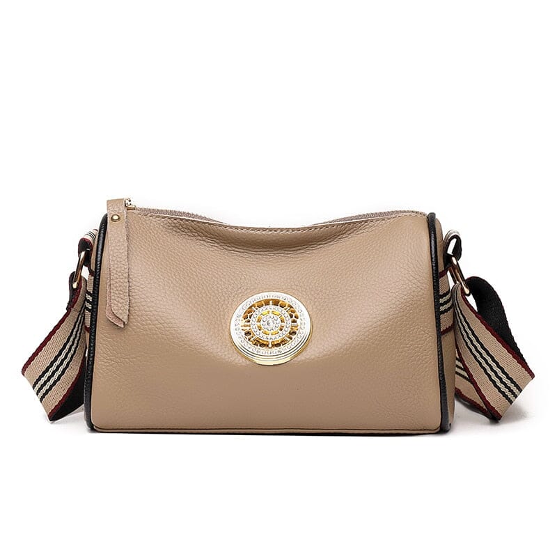 Marie Genuine Leather Bag – Striped Shoulder Strap