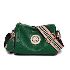 Marie Genuine Leather Bag – Striped Shoulder Strap