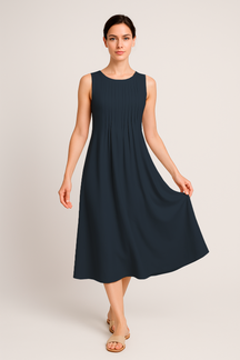 Robe Midi Eloá – Élégance Décontractée avec Plis et Poches
