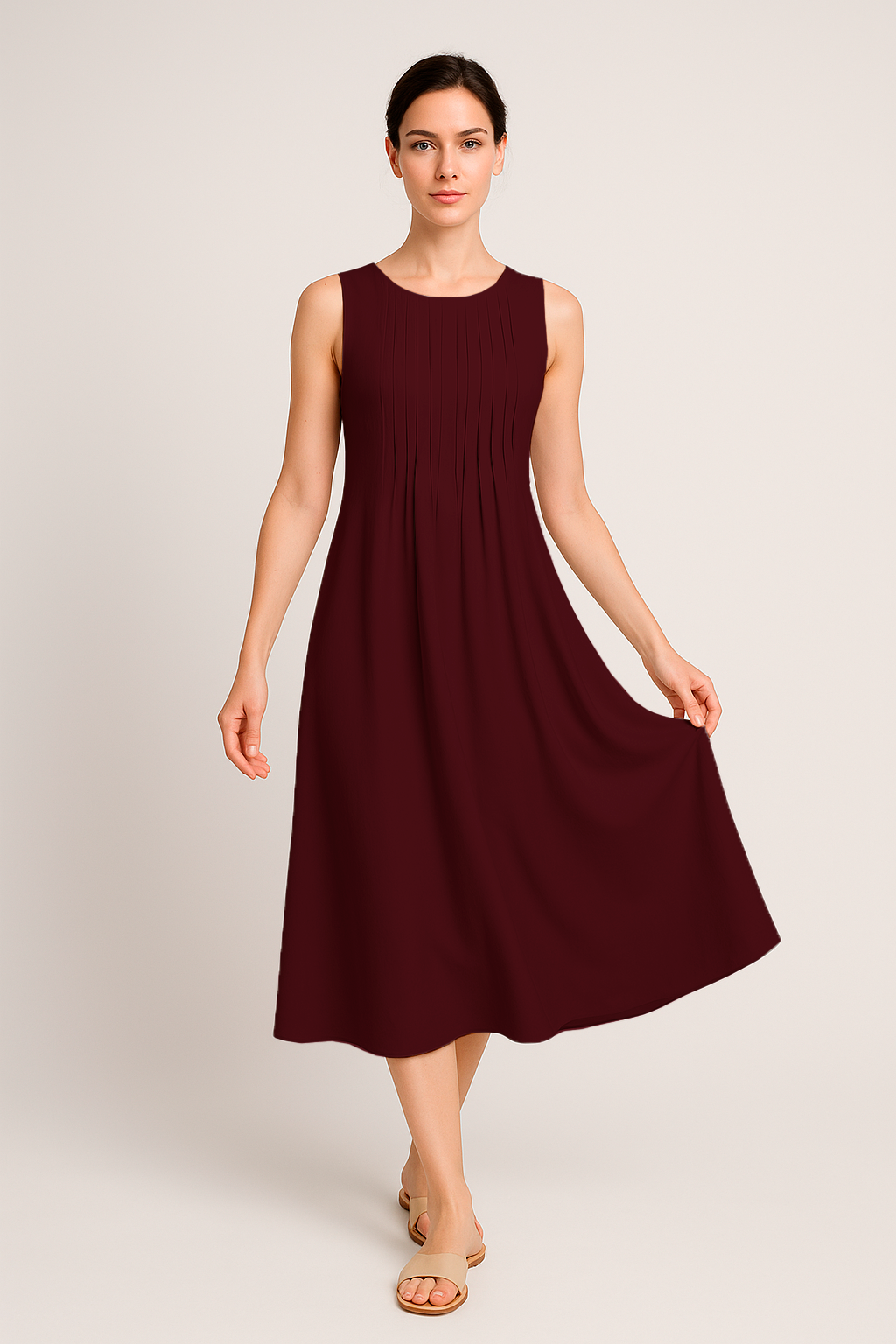 Robe Midi Eloá – Élégance Décontractée avec Plis et Poches
