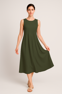 Robe Midi Eloá – Élégance Décontractée avec Plis et Poches
